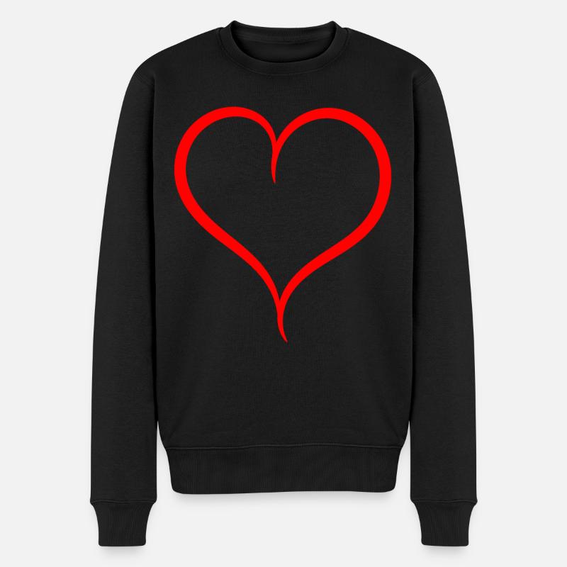 Einfaches Rotes Herz - Männer Premium Bio Pullover - Schwarz