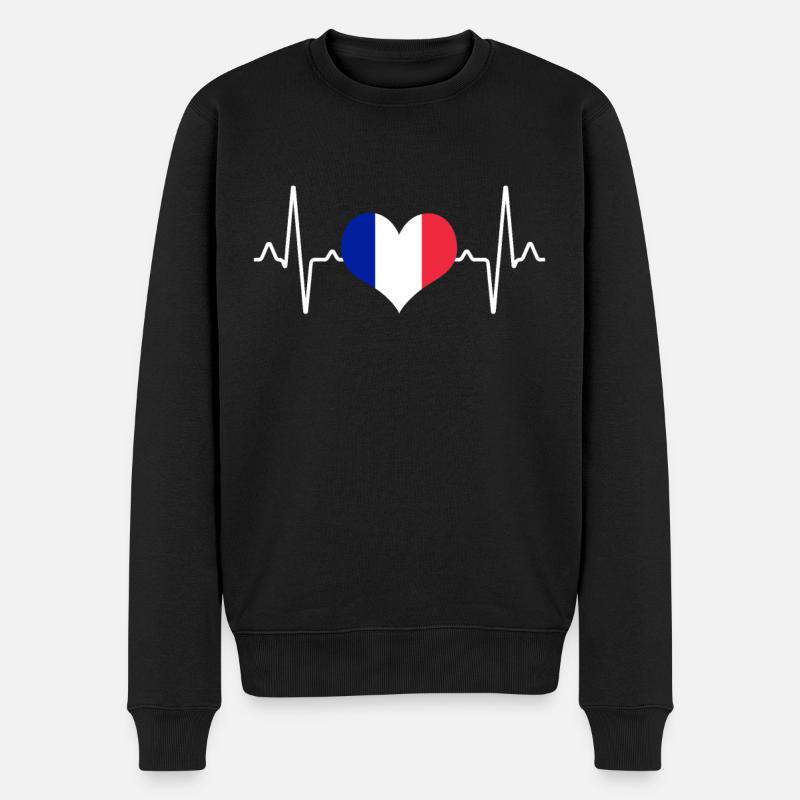 France Heartbeat - Pull Premium bio Homme - noir