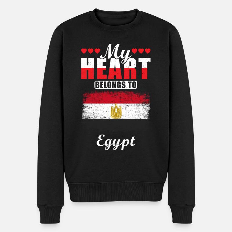My Heart Belongs to Egypt - Männer Premium Bio Pullover - Schwarz
