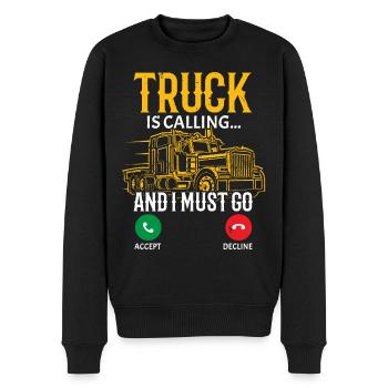 Der Lkw ruft und ich muss los Lkw-Fahrer - Männer Premium Bio Pullover - Schwarz - Vorne - Nico (187cm)