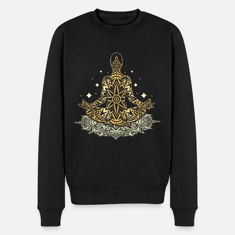 Mandala lotus Meditation - Männer Premium Bio Pullover - Schwarz