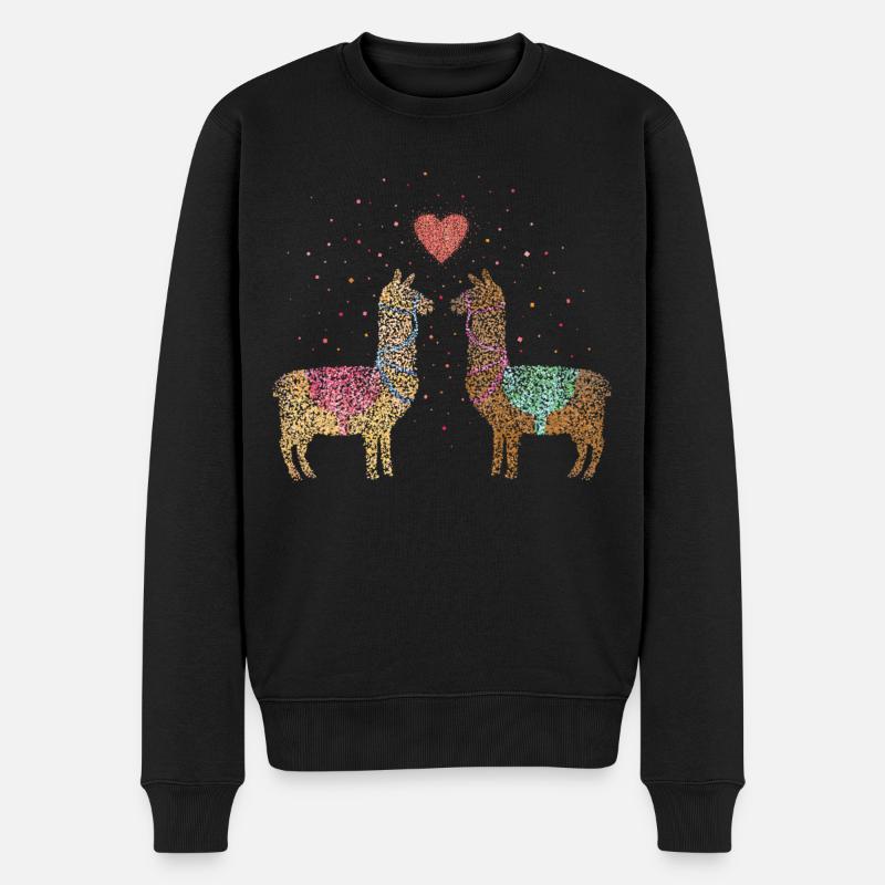Lama Alpaka Alpakas Lamas Liebhaber - Männer Premium Bio Pullover - Schwarz
