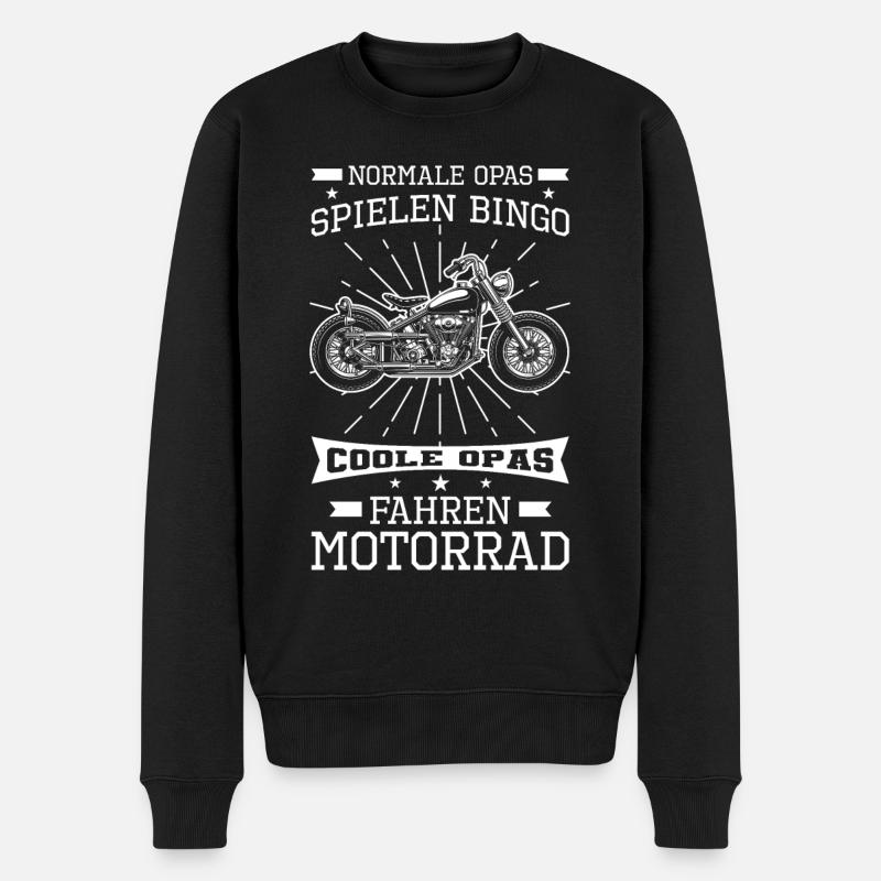 Motorradfahrer Opa - Männer Premium Bio Pullover - Schwarz