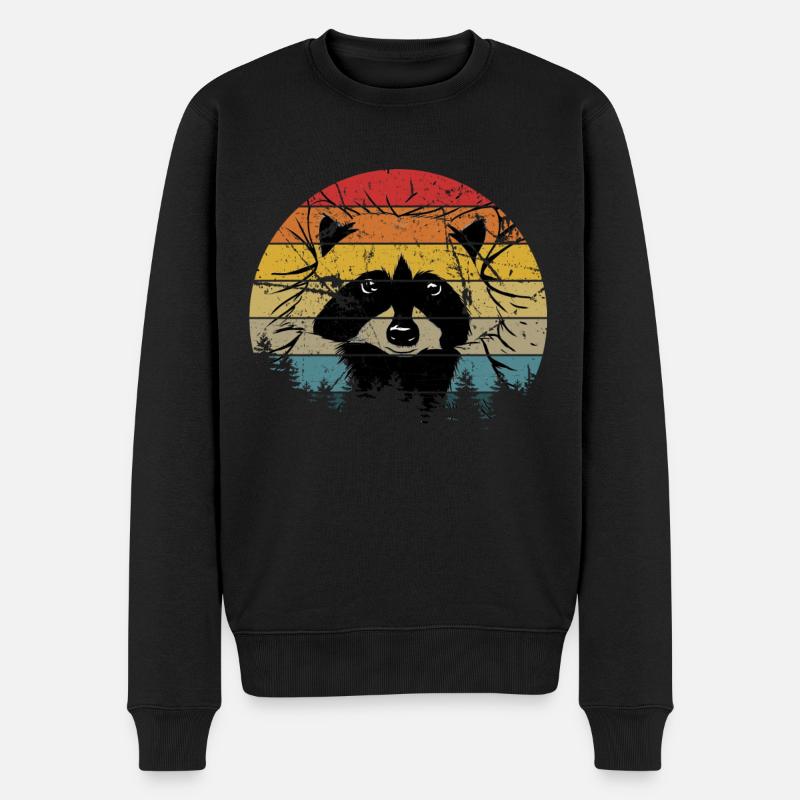 Waschbär Racoon Tier Geschenk Frettchen Marder - Männer Premium Bio Pullover - Schwarz