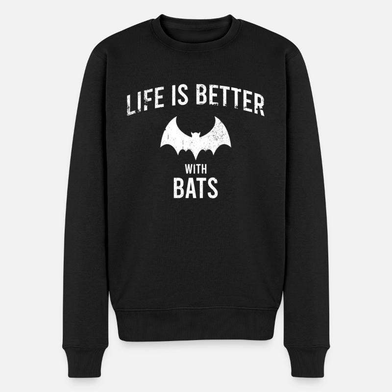 Fledermaus Spruch - Männer Premium Bio Pullover - Schwarz