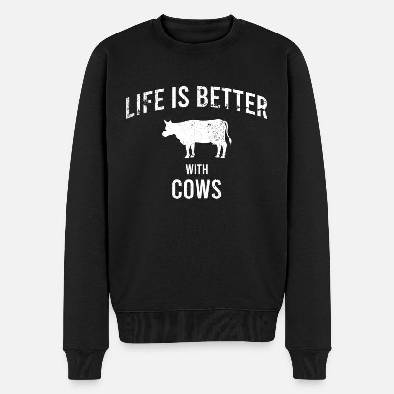 Kuh Spruch - Männer Premium Bio Pullover - Schwarz