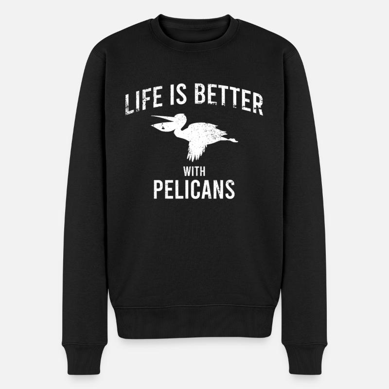 Pelikan Spruch - Männer Premium Bio Pullover - Schwarz