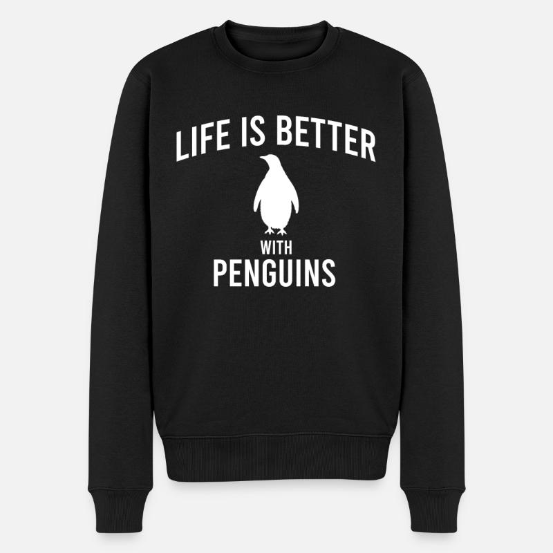 Pinguin Spruch - Männer Premium Bio Pullover - Schwarz