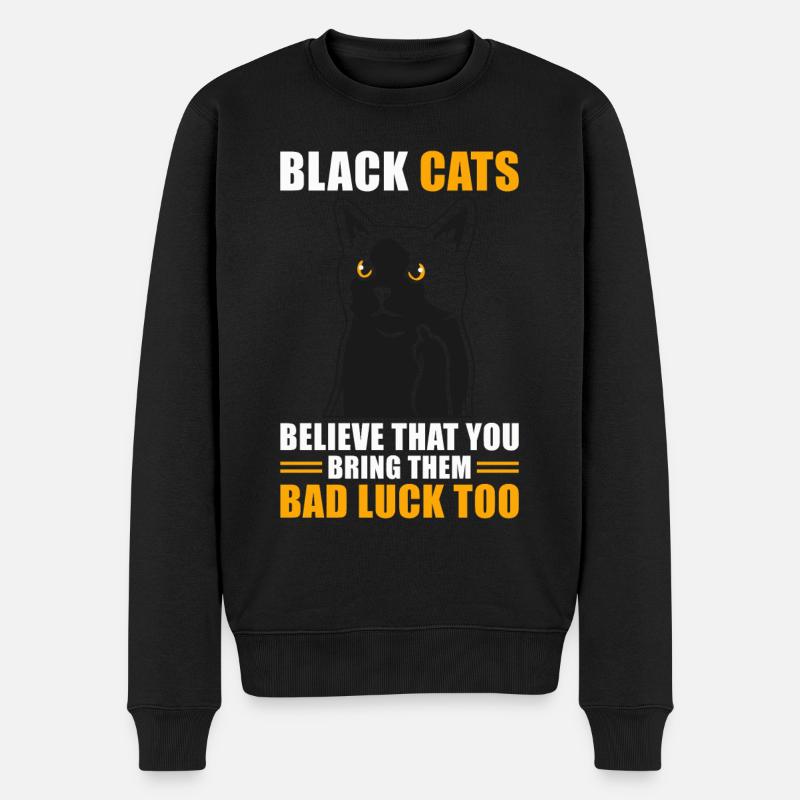 Aberglauben Schwarzer Kater - Männer Premium Bio Pullover - Schwarz