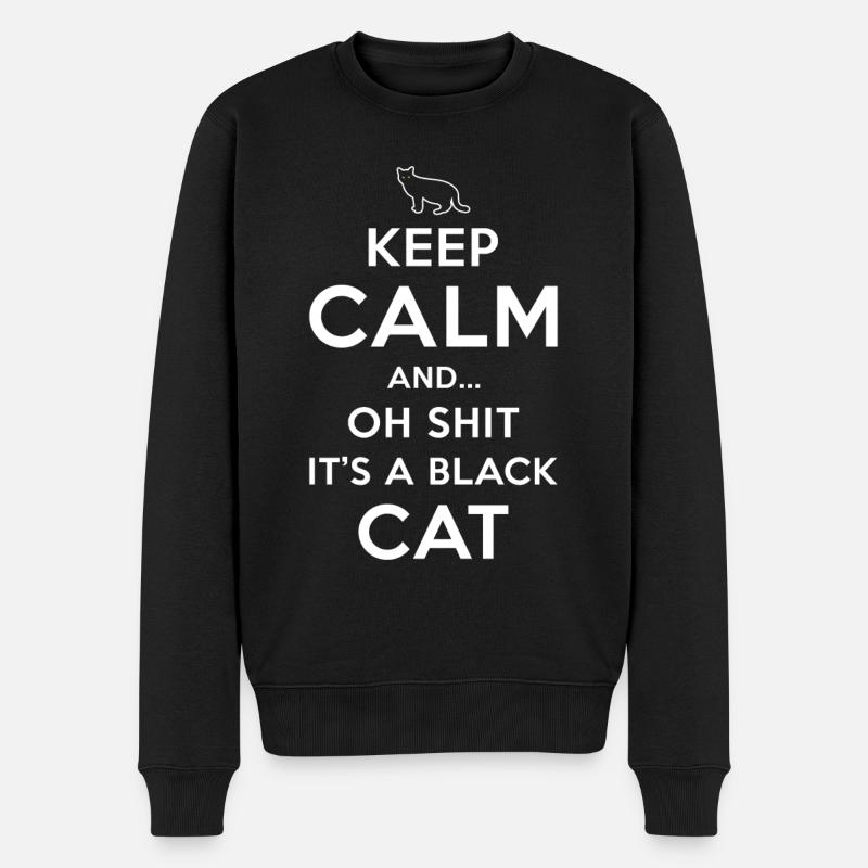 Aberglauben Schwarzer Kater - Männer Premium Bio Pullover - Schwarz
