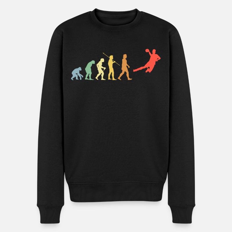 Handball Evolution Retro Sport Handballspieler - Männer Premium Bio Pullover - Schwarz