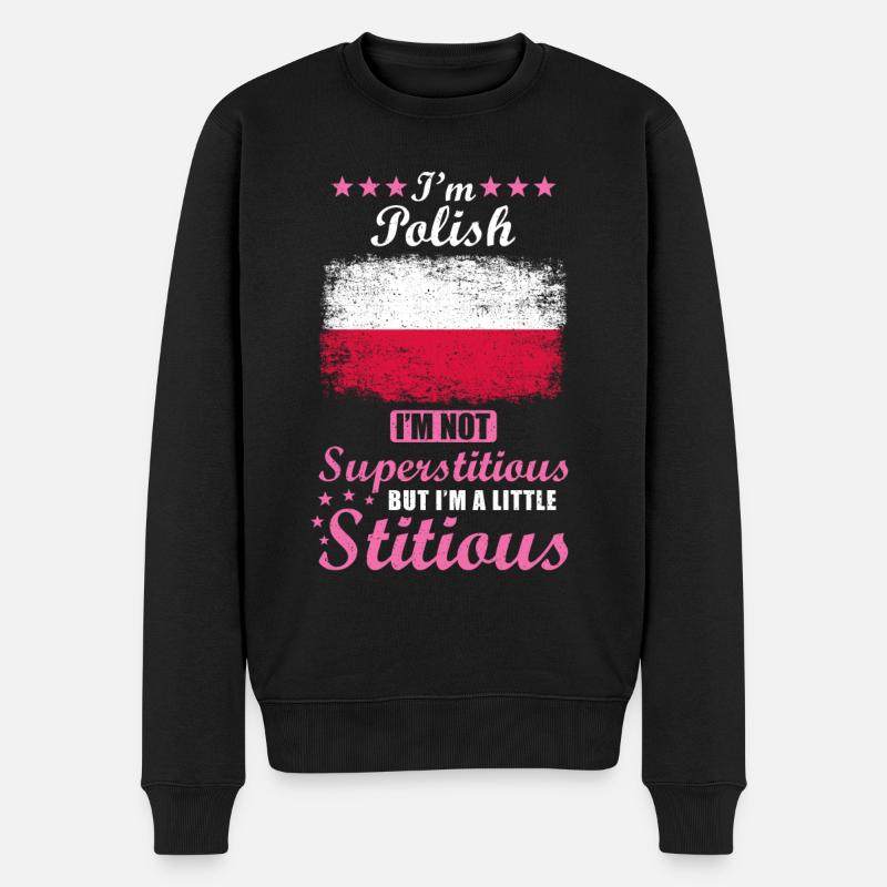 Polin Frau Superstitious Stitious - Männer Premium Bio Pullover - Schwarz