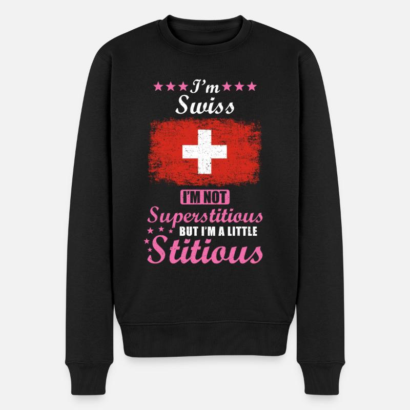 Femme Suisse Superstitieuse Stitious - Pull Premium bio Homme - noir