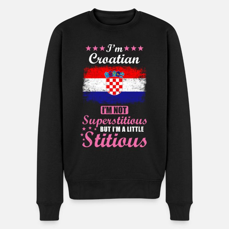 Femme croate Superstitieuse Stitious - Pull Premium bio Homme - noir