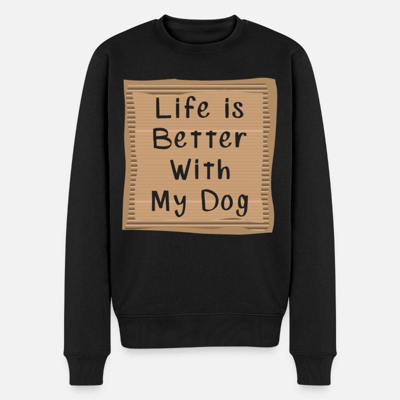 Hunde Spruch - Männer Premium Bio Pullover - Schwarz