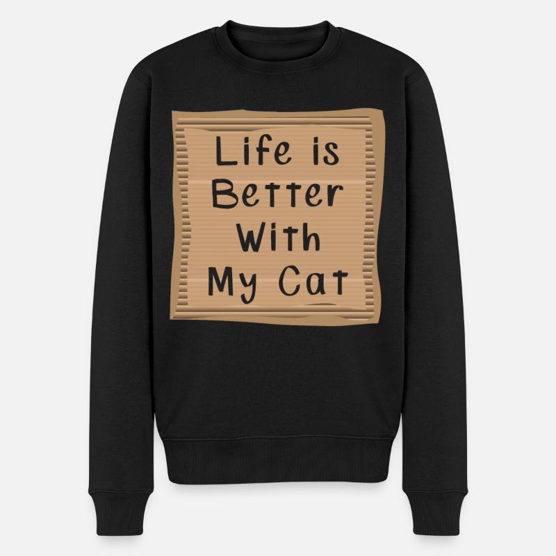 Katze - Männer Premium Bio Pullover - Schwarz