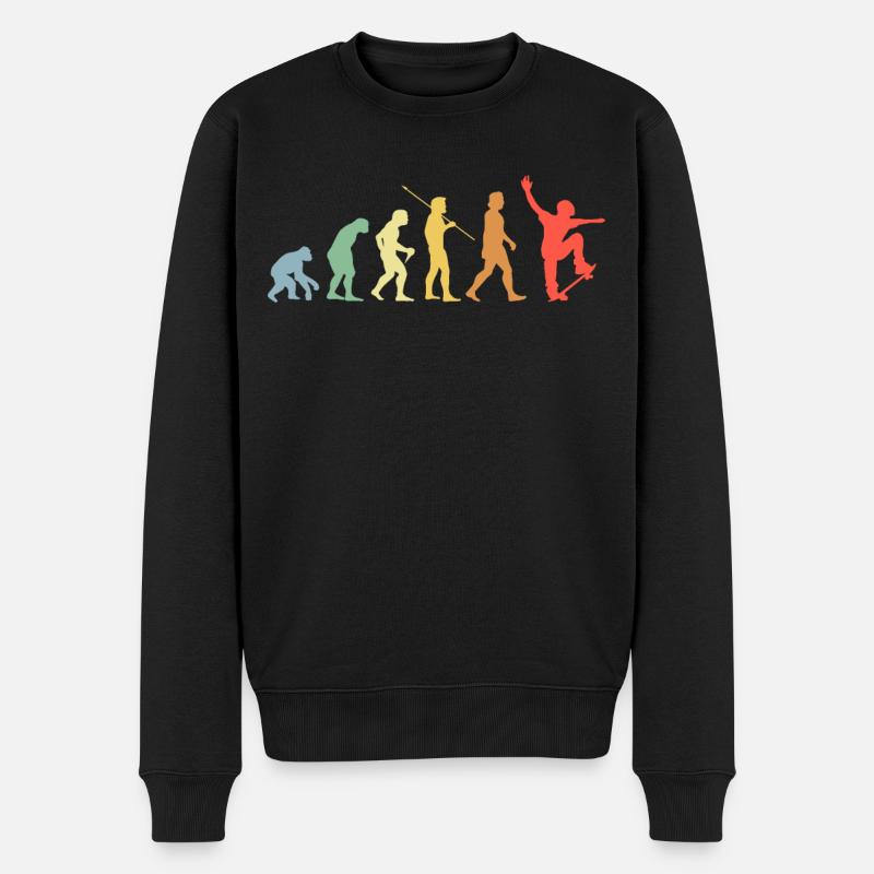 Skateboard Evolution Retro Skateboarding Skater - Männer Premium Bio Pullover - Schwarz