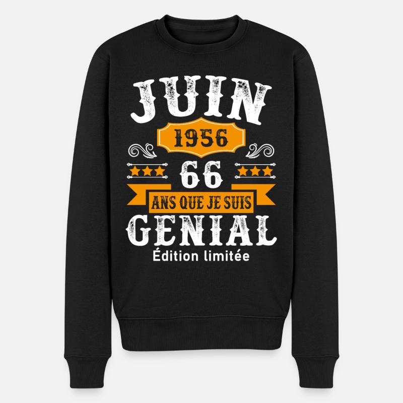 66 Ans Anniversaire Vintage Né(e) en Juin 1956 - Pull Premium bio Homme - noir