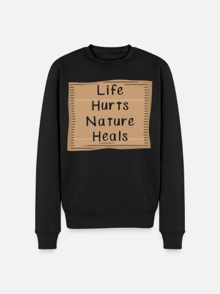Nature Heals Nature Message - Men's Premium Organic Jumper - black