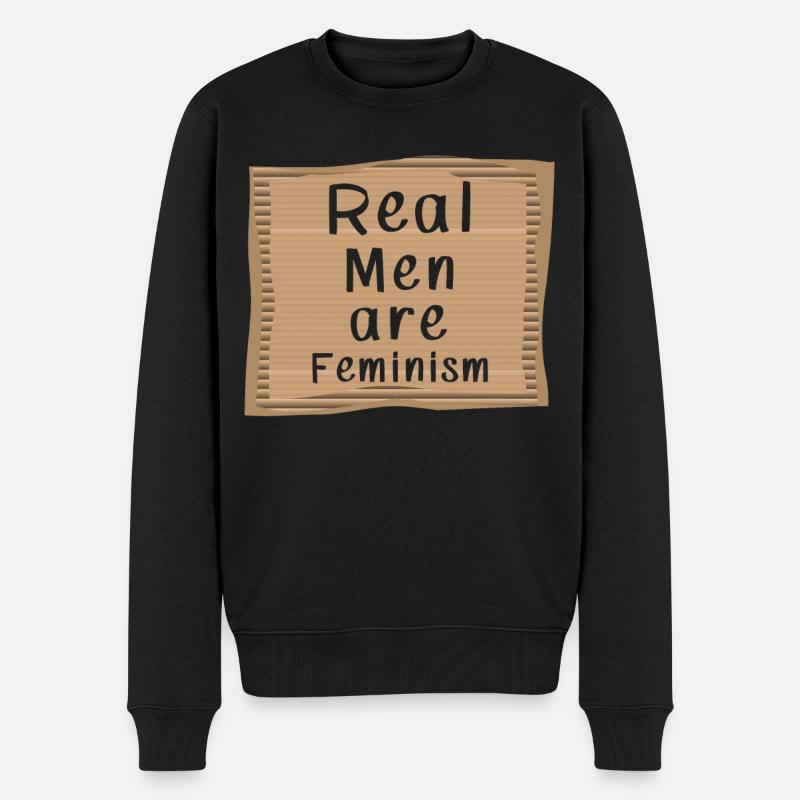 Feminismus Real Men are Feminism - Männer Premium Bio Pullover - Schwarz