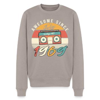 Retro Rekorder 1969 Juli - Männer Premium Bio Pullover - Taupe - Vorne - Nico (187cm)