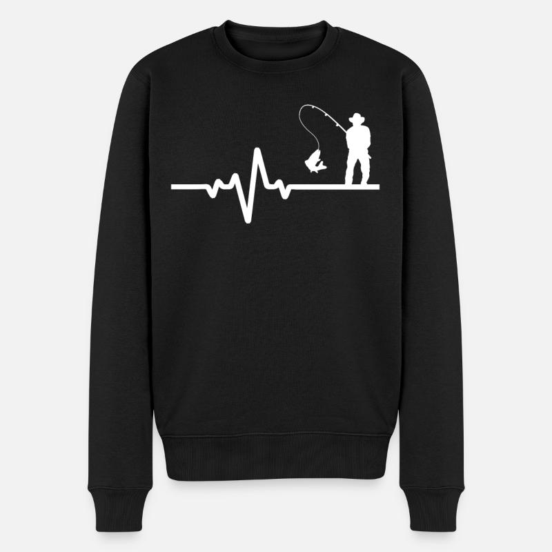 Pêcheur amateur avec ligne ECG - Pull Premium bio Homme - noir