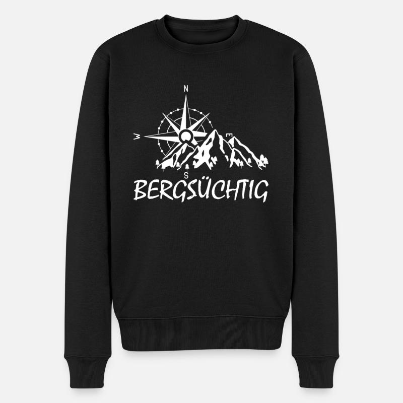 Wandern Bergsüchtig Kompass Wanderer - Männer Premium Bio Pullover - Schwarz