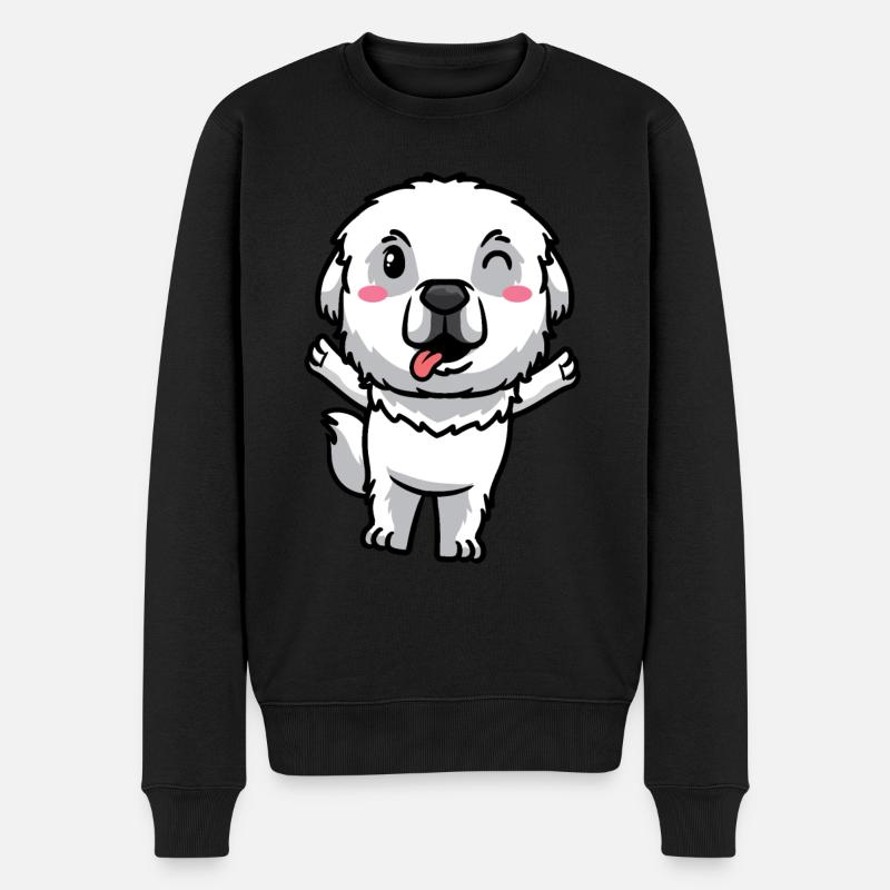 Pyrenäenberghund Hund Emoticon - Männer Premium Bio Pullover - Schwarz