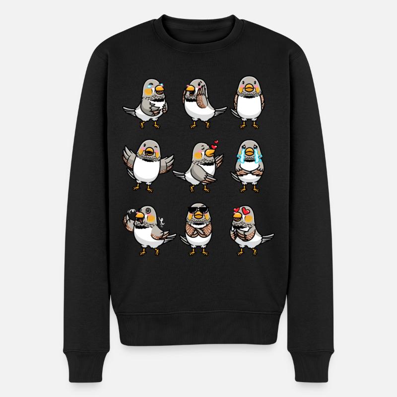 Zebrafink Vogel Emoticon - Männer Premium Bio Pullover - Schwarz