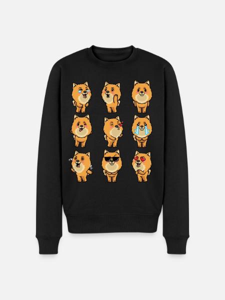 Zwergspitz Dog Pomeranian Emoticon - Men's Premium Organic Jumper - black