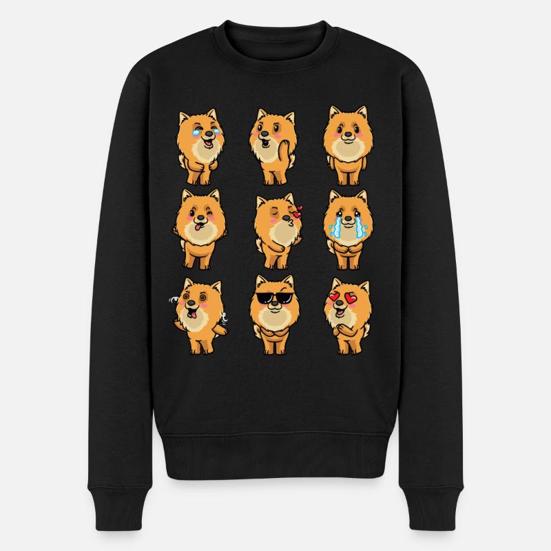 Zwergspitz Chien Émoticône de Poméranie - Pull Premium bio Homme - noir