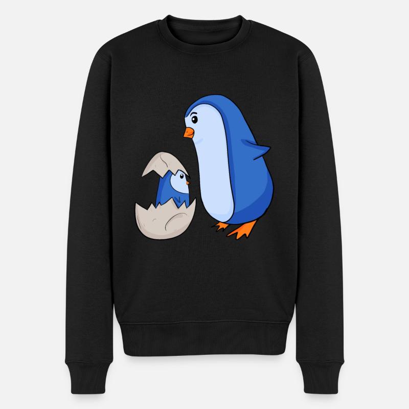 Pingouin avec Bébé Pingouin - Pull Premium bio Homme - noir
