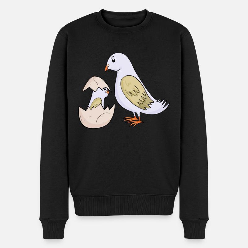 Taube mit Baby Taube - Männer Premium Bio Pullover - Schwarz
