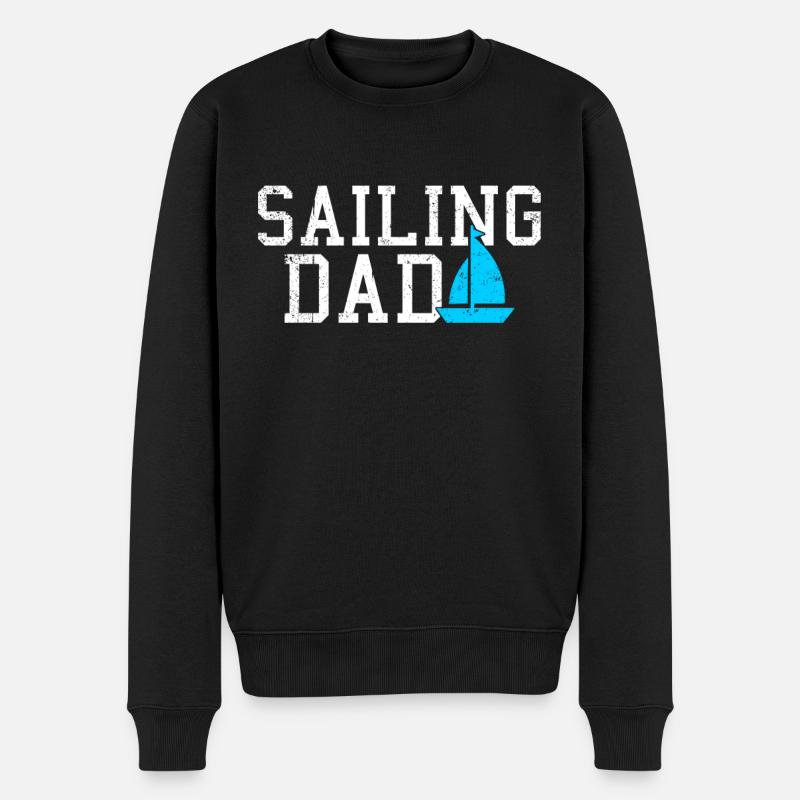 sailing dad - Männer Premium Bio Pullover - Schwarz