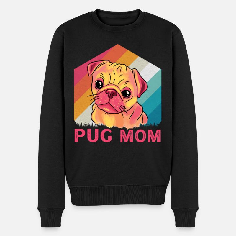 Pug Mom - Männer Premium Bio Pullover - Schwarz