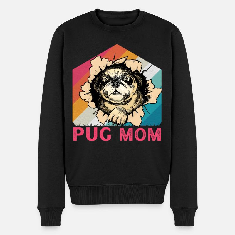 Pug Mom - Männer Premium Bio Pullover - Schwarz