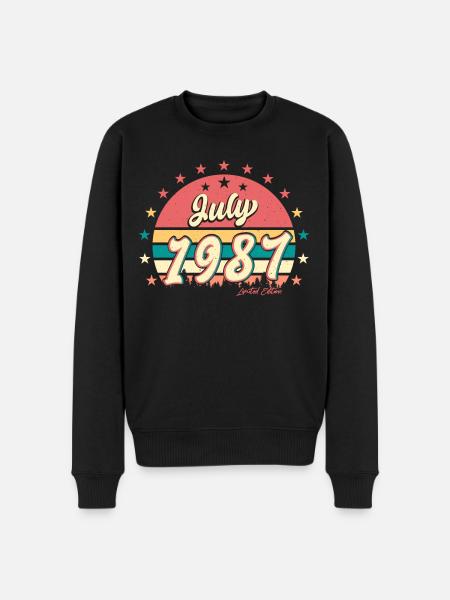 1987 Juli Beste Geschenkidee - Männer Premium Bio Pullover - Schwarz