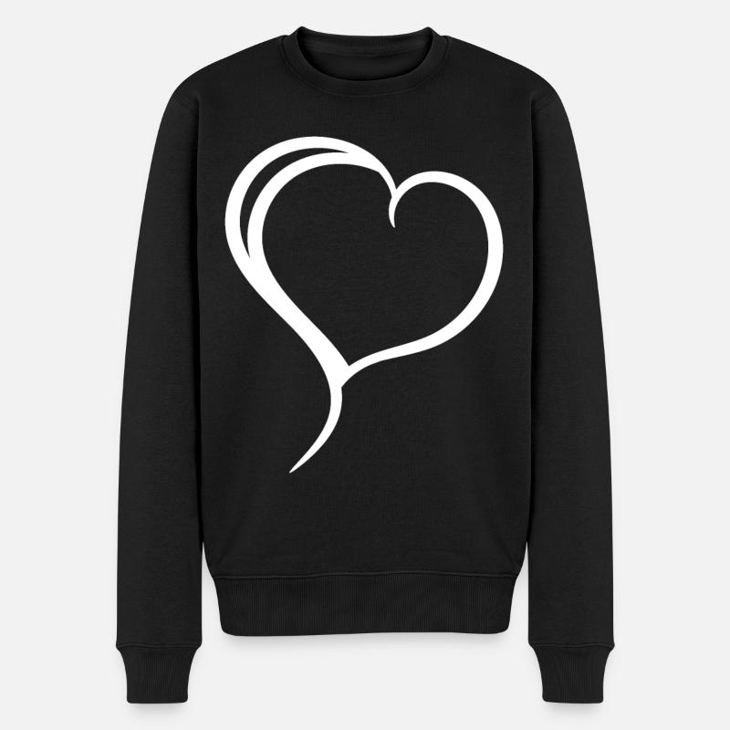 Einfaches Weisses Herz - Männer Premium Bio Pullover - Schwarz