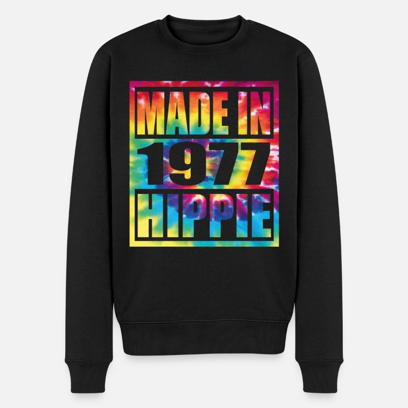 Hippie Birthday 1977 - Männer Premium Bio Pullover - Schwarz