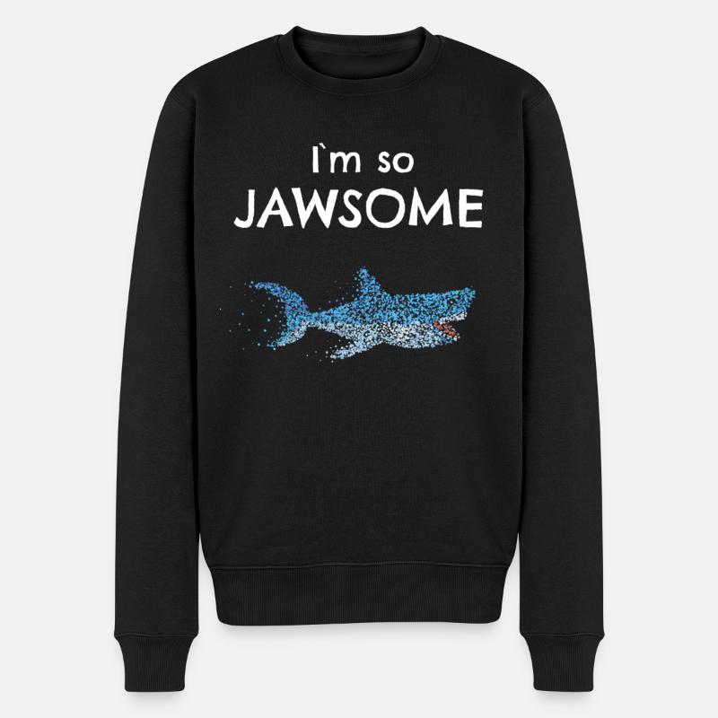 Jawsome Grosser Weisser Hai Haifisch - Männer Premium Bio Pullover - Schwarz