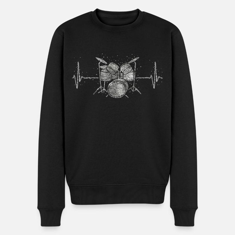Schlagzeug Herzschlag Schlagzeuger Snare - Männer Premium Bio Pullover - Schwarz