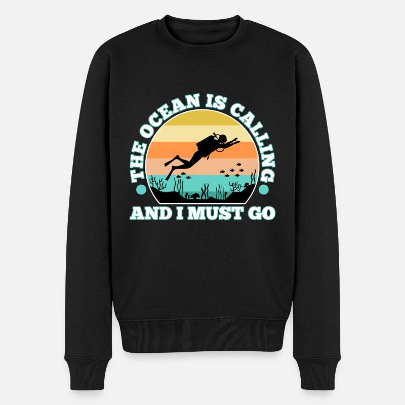 The ocean is calling and i must go - Männer Premium Bio Pullover - Schwarz