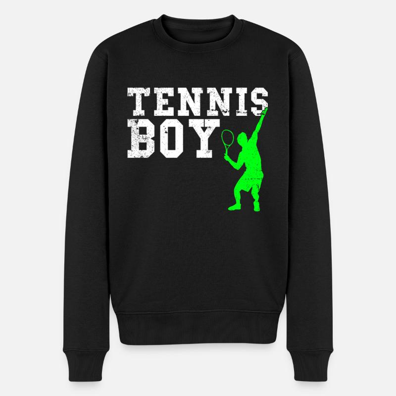 Tennis boy - Männer Premium Bio Pullover - Schwarz