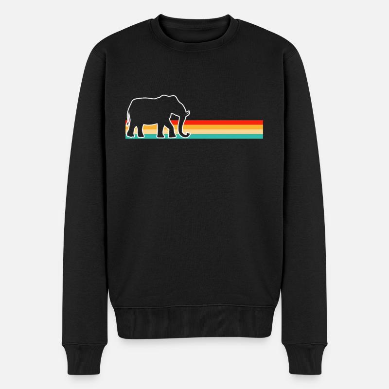Elefant Retro - Männer Premium Bio Pullover - Schwarz