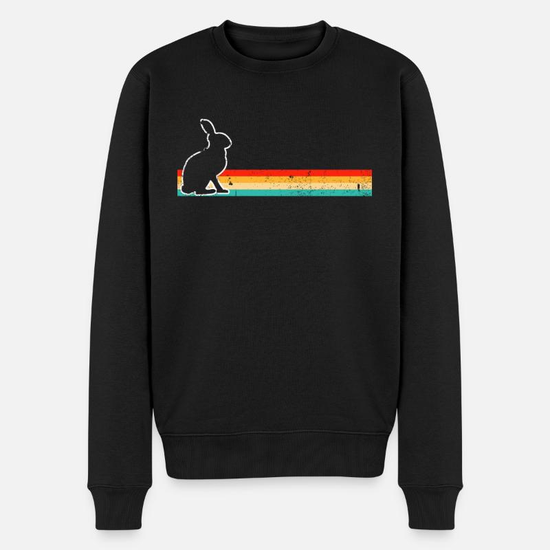 Hase Retro - Männer Premium Bio Pullover - Schwarz