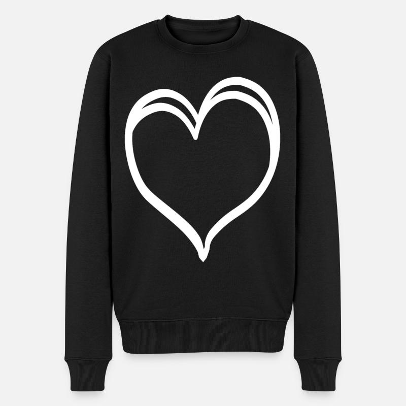 Weisses Edles Herz - Männer Premium Bio Pullover - Schwarz