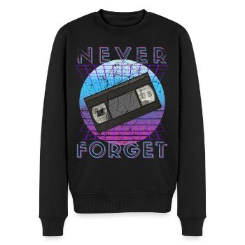 Never Forget Retro 80s 90s Nostalgia - Men's Premium Organic Jumper - black - Front - Nico (187cm)