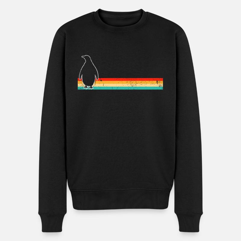 Pinguin Retro - Männer Premium Bio Pullover - Schwarz