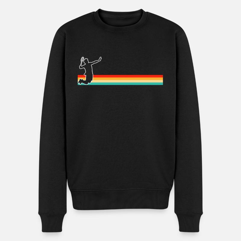 Badminton Retro - Männer Premium Bio Pullover - Schwarz