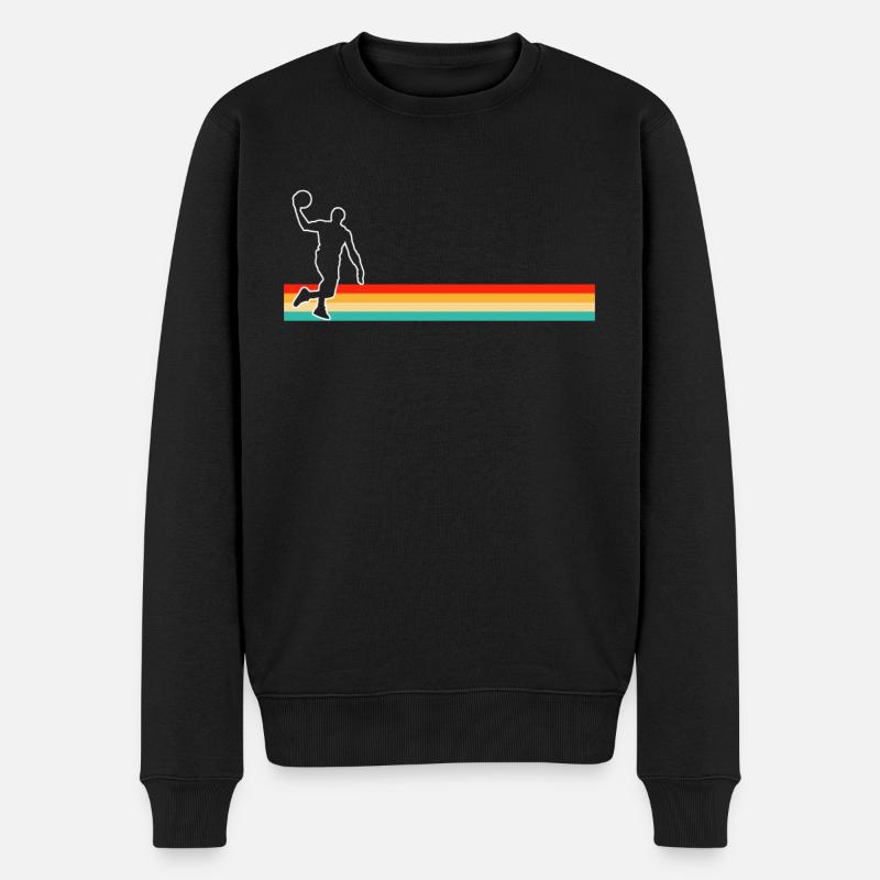 Basketball Retro - Männer Premium Bio Pullover - Schwarz